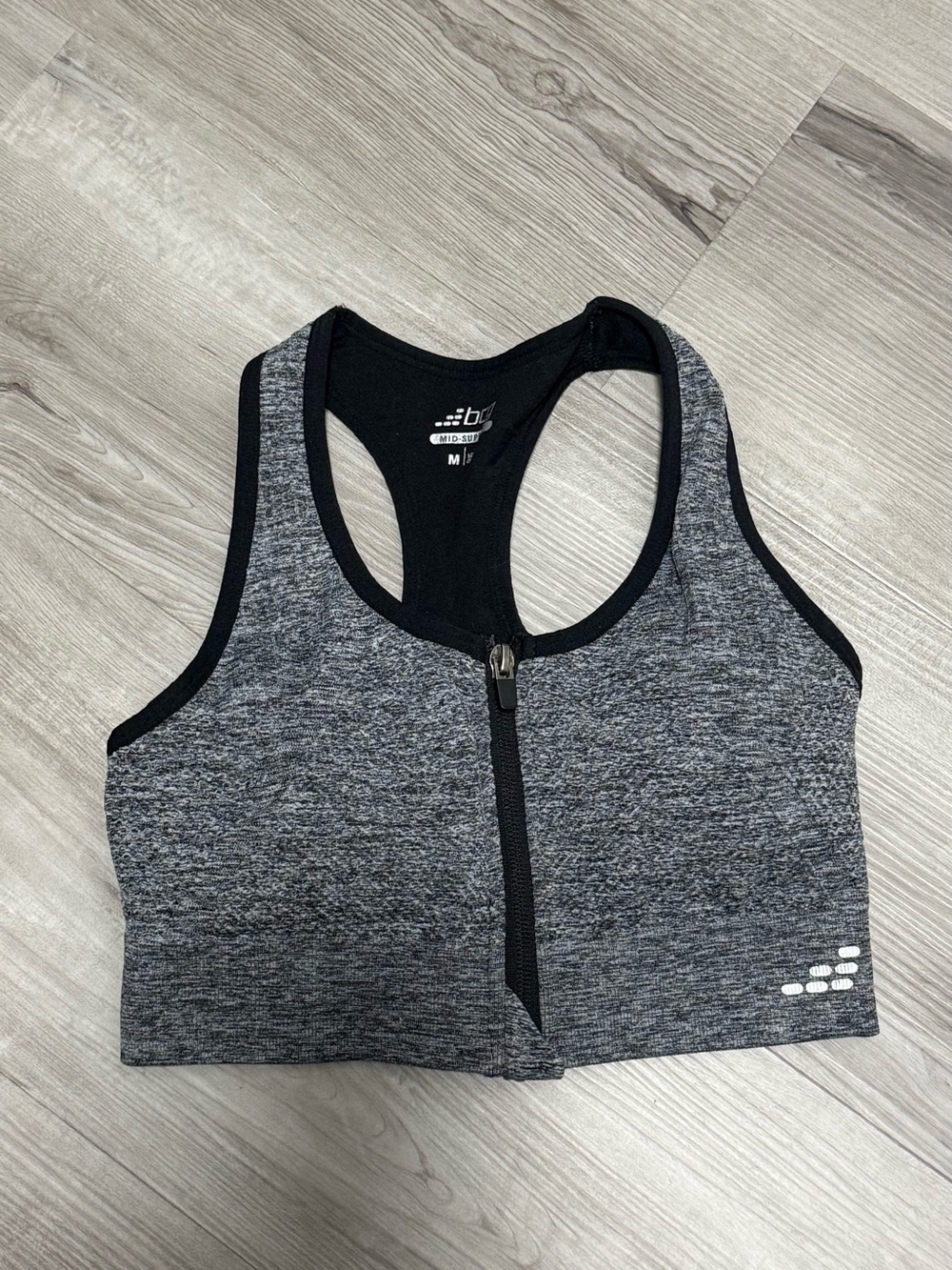 Balance Collection Gray Front Zip Sports Bra Size M | Medium Support